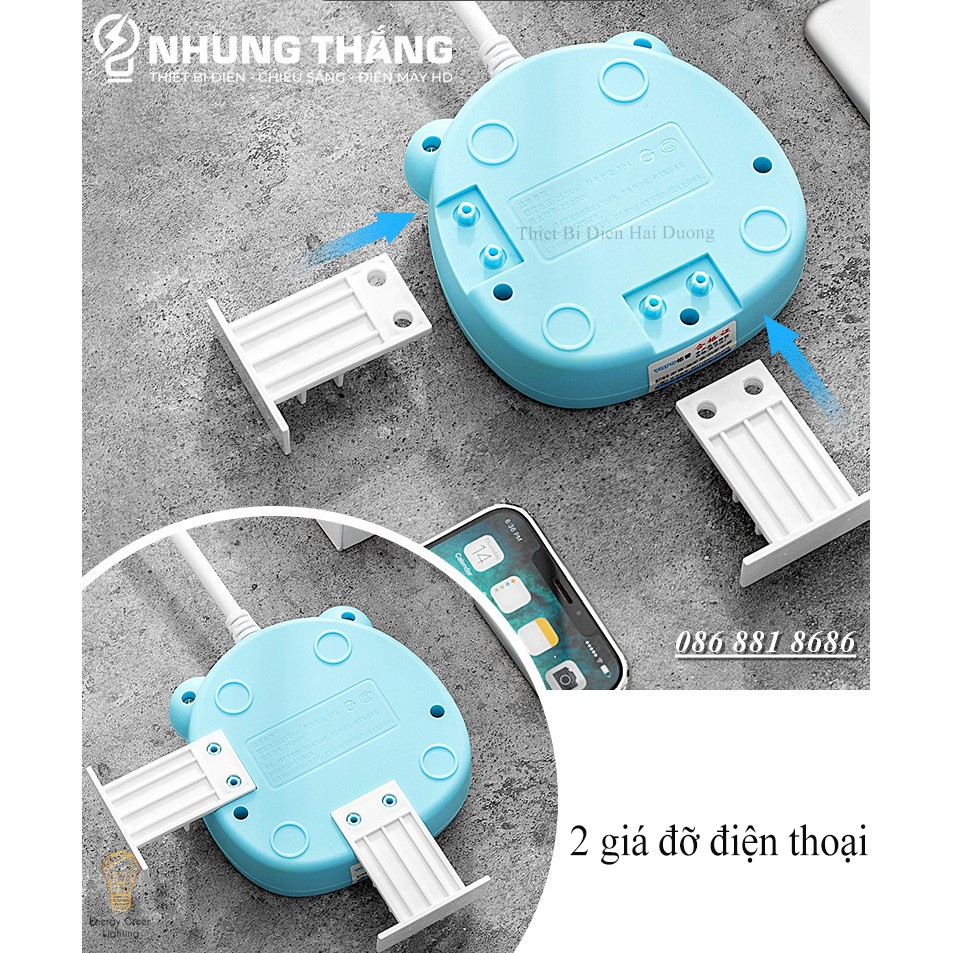 Ổ Cắm Điện Thông Minh OD-315 - Mặt Cún , Mặt Mèo Siêu Dễ Thương -  Dây Điện Dài 2m8 - Tặng Kèm Phích Chuyển Đổi