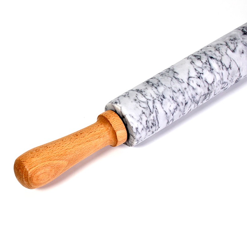 18 Inch Deluxe Marble Rolling Pin with Wood Handles,Baking and Pastry Utensils-Gray(Without Base)