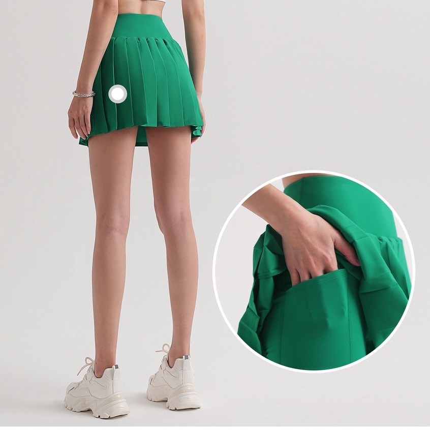 Chân váy thể thao Hoppe Fumeng cạp cao phối túi bên trong