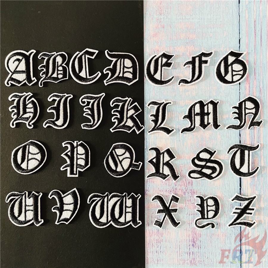 Miếng dán ủi quần áo hình chữ cái tiếng anh màu đen DIY