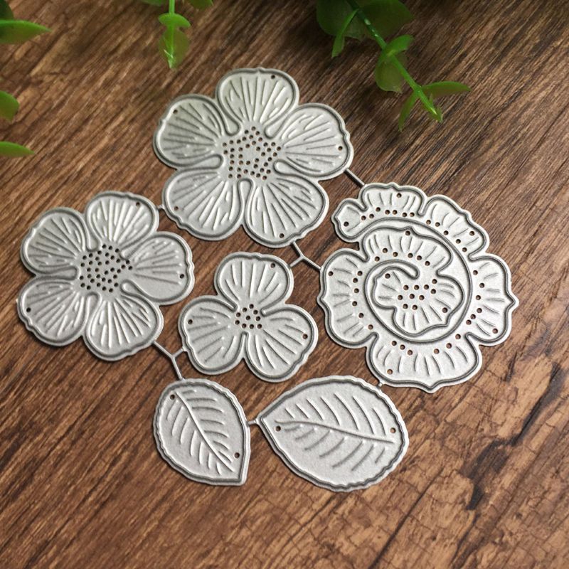 Set khuôn kim loại dùng cắt hình hoa lá trang trí thủ công DIY