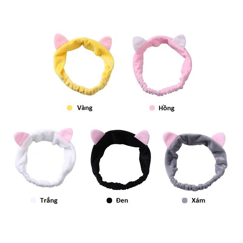 Băng đô nữ Hàn Quốc vải nhung tai mèo nhiều màu cực dễ thương