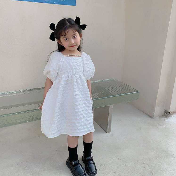 Đầm Công Chúa Tay Phồng Xinh Xắn Cho Bé Gái