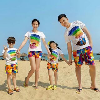 Combo 7 bộ đồ đi biển cho mẹ và bé