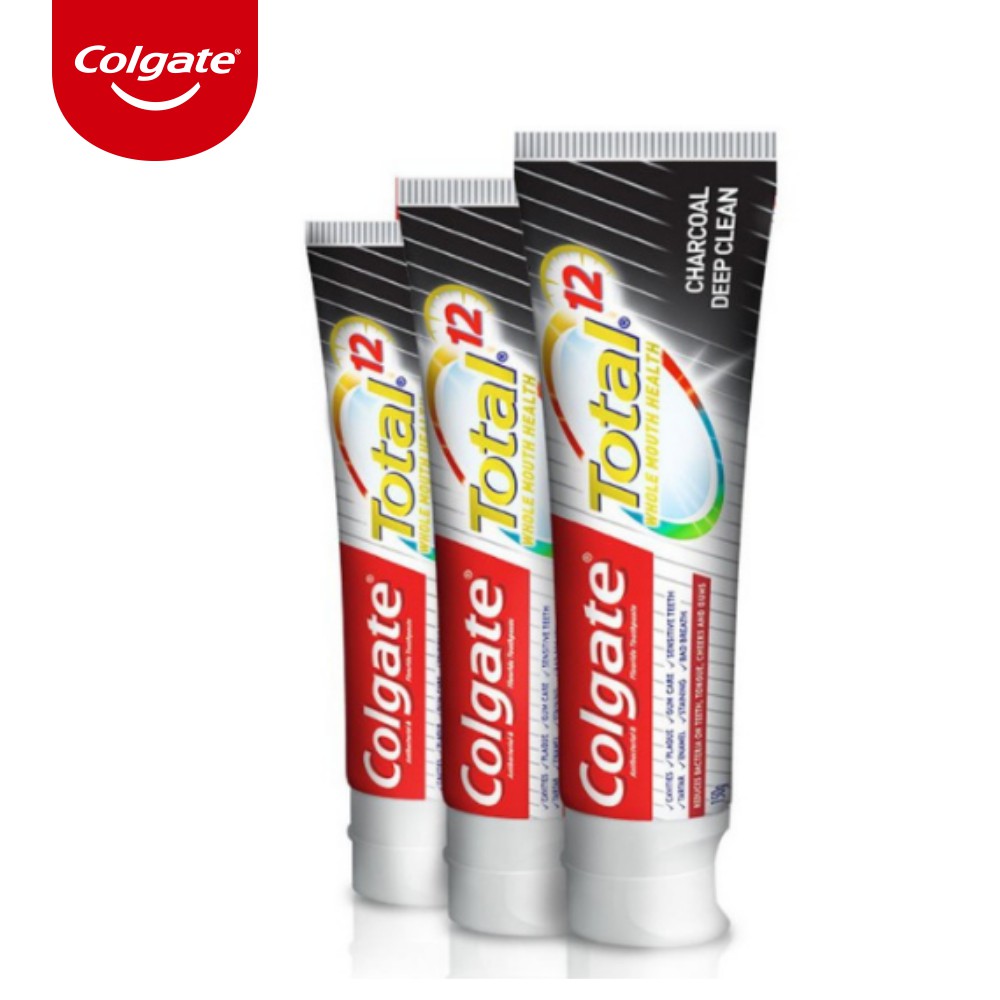 Bộ 3 Kem đánh răng Colgate giảm chảy máu nướu Total than hoạt tính bảo vệ toàn diện 190g/hộp