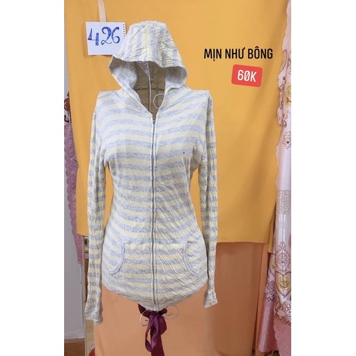 áo khoác thun sọc vàng xám mịn như bông.s426