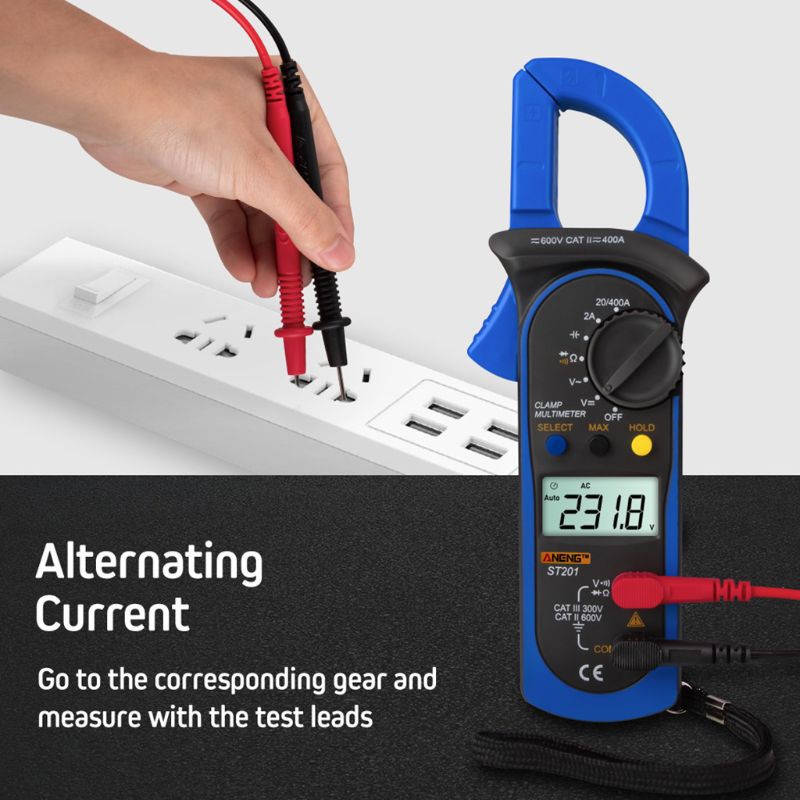 Đồng hồ đo vạn năng kỹ thuật số DC AC ST-201 True RMS LCD đa chức năng chất lượng cao