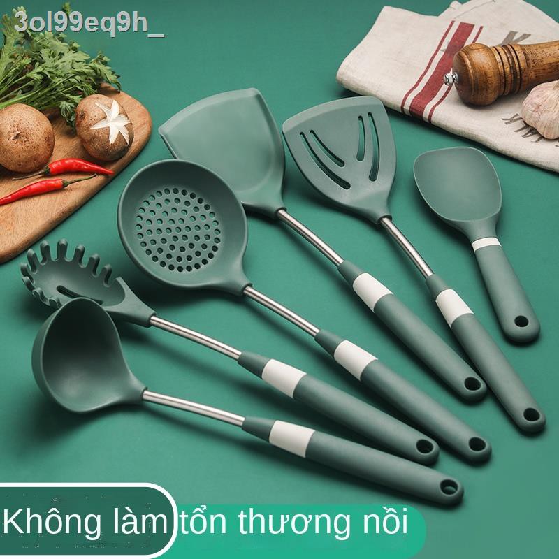 [SALE]﹍Thìa silicone chống dính dụng cụ nấu ăn đặc biệt nhiệt độ cao thực phẩm gia cấp nhà bếp súp bộ đồ dùng
