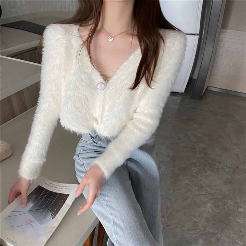 Áo khoác cardigan dệt kim cổ chữ V dáng rộng thời trang 2021 cho nữ