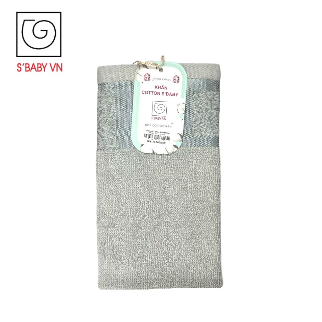 Khăn Mặt Cotton S'BABY 34x34cm Sản Xuất Từ Nguyên Liệu Tự Nhiên Mềm Mại, An Toàn Cho Da - 8936137961131