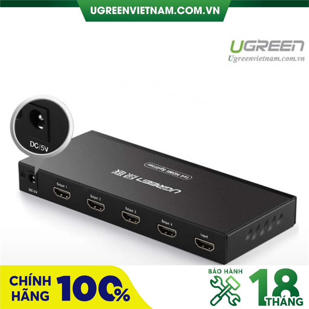 Bộ chia cổng HDMI 1 ra 4 Hỗ trợ full HD Chính hãng Ugreen 40202 Cao cấp