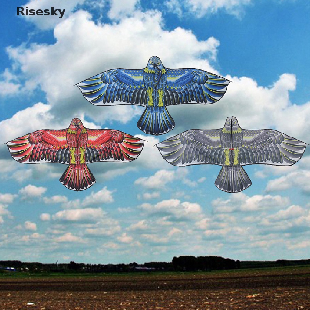 Risesky Kids 1.2m Flat Eagle Kite 100M Kite Line Children Flying Bird Kites Outdoor Toy new