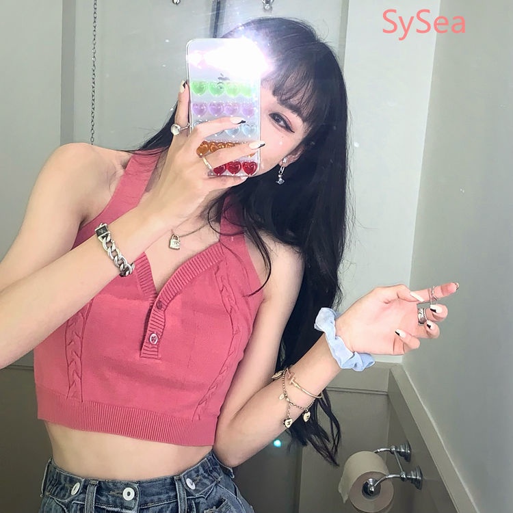 Áo 2 dây dệt kim phong cách mùa hè sành điệu cho nữ