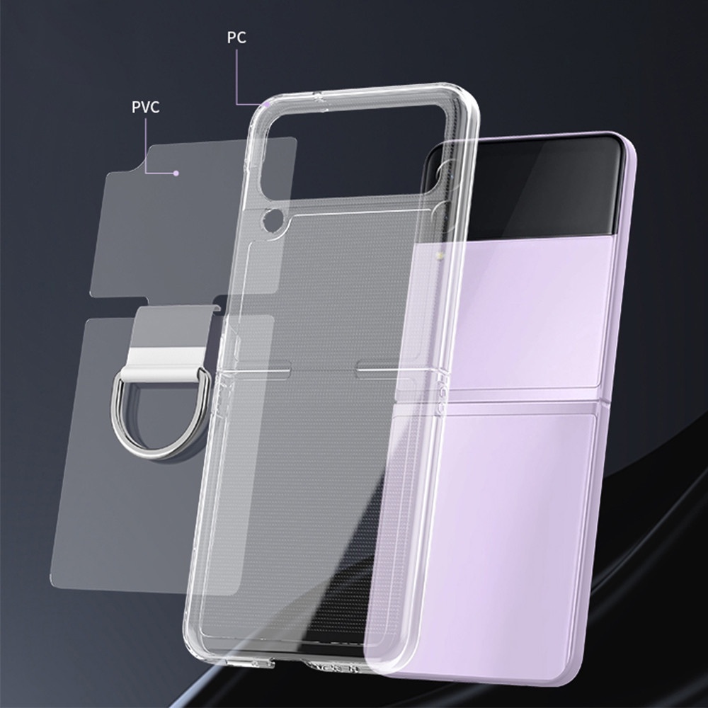 Ring Buckle Transparent Case For Samsung Galaxy Z Flip 4 5G Sumsung Samung ZFlip 4 ZFlip4 Z Flip4 4Flip Shockproof Cover Fundas