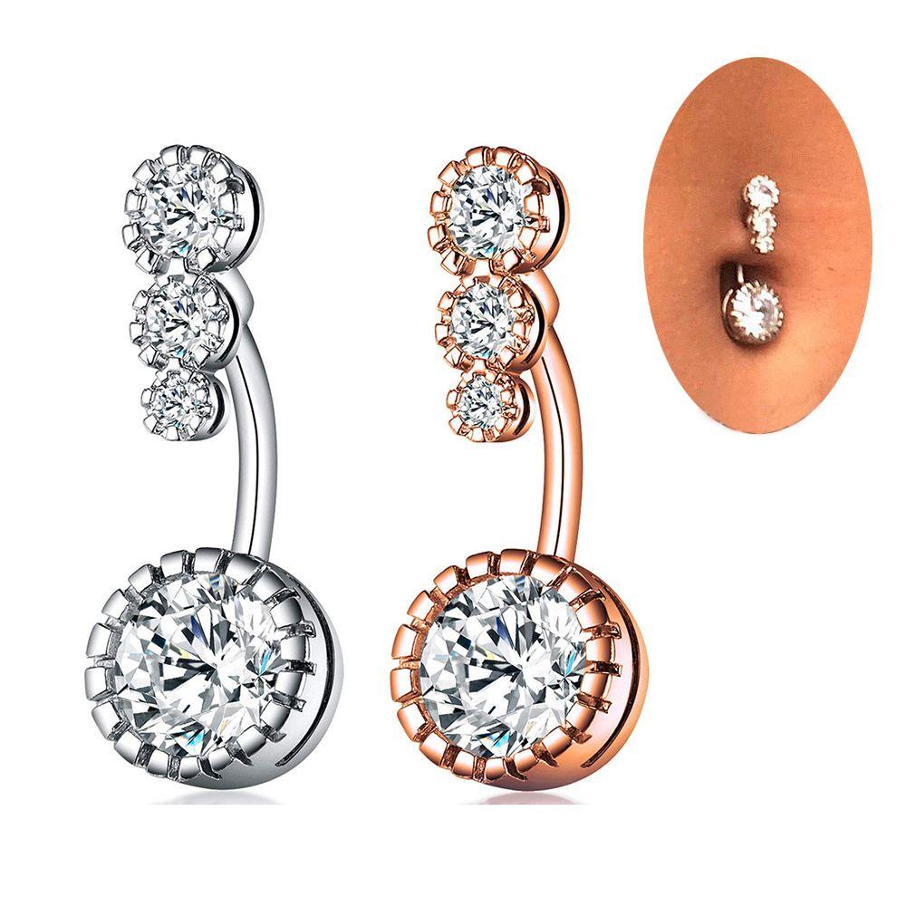 EXPEN Khuyên RốN HìNh Tim ĐíNh Đá BằNg ThéP Y Tế