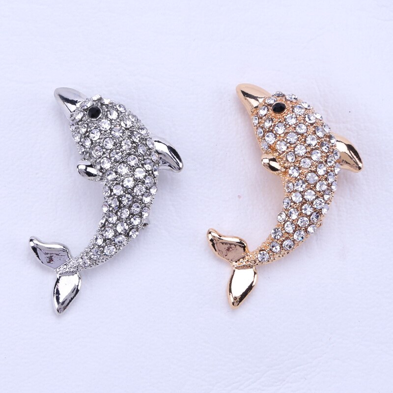 Ghim cài áo/ đầm hình cá heo đính đá pha lê thời trang cho nữ