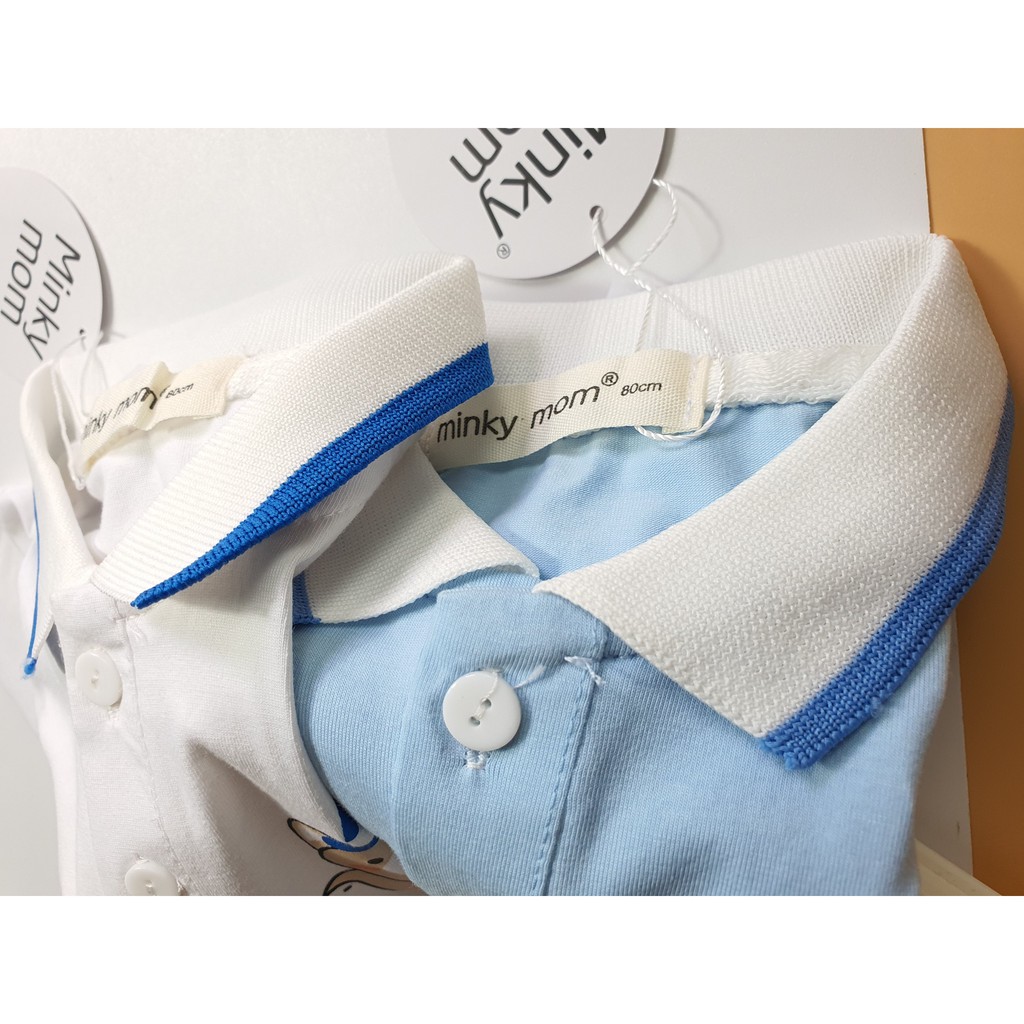 Áo Cổ Bẻ Cài Nút COTTON 100% In Hình Giả Túi Ngực MINKY MOM Cho Bé TN-IN17