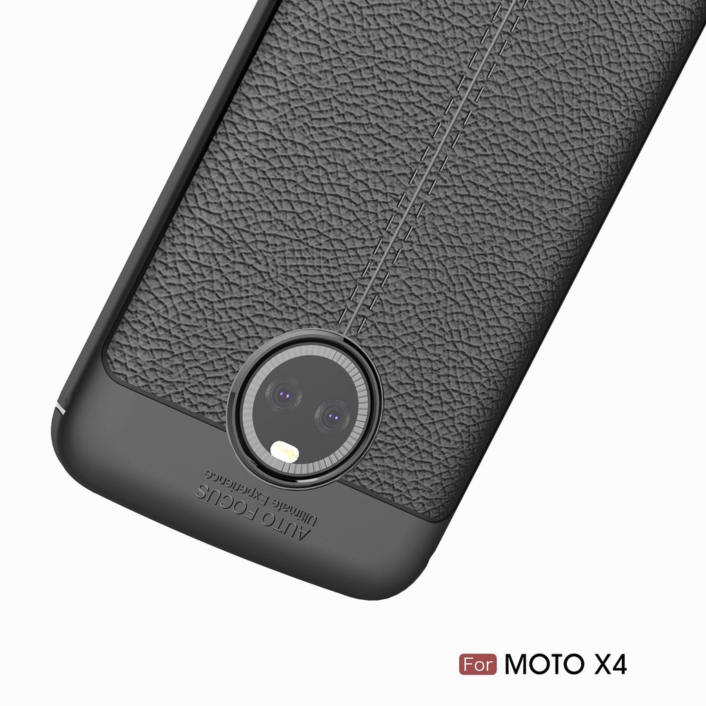 Ốp lưng TPU mềm họa tiết giả da màu trơn cho Motorola Moto X4
