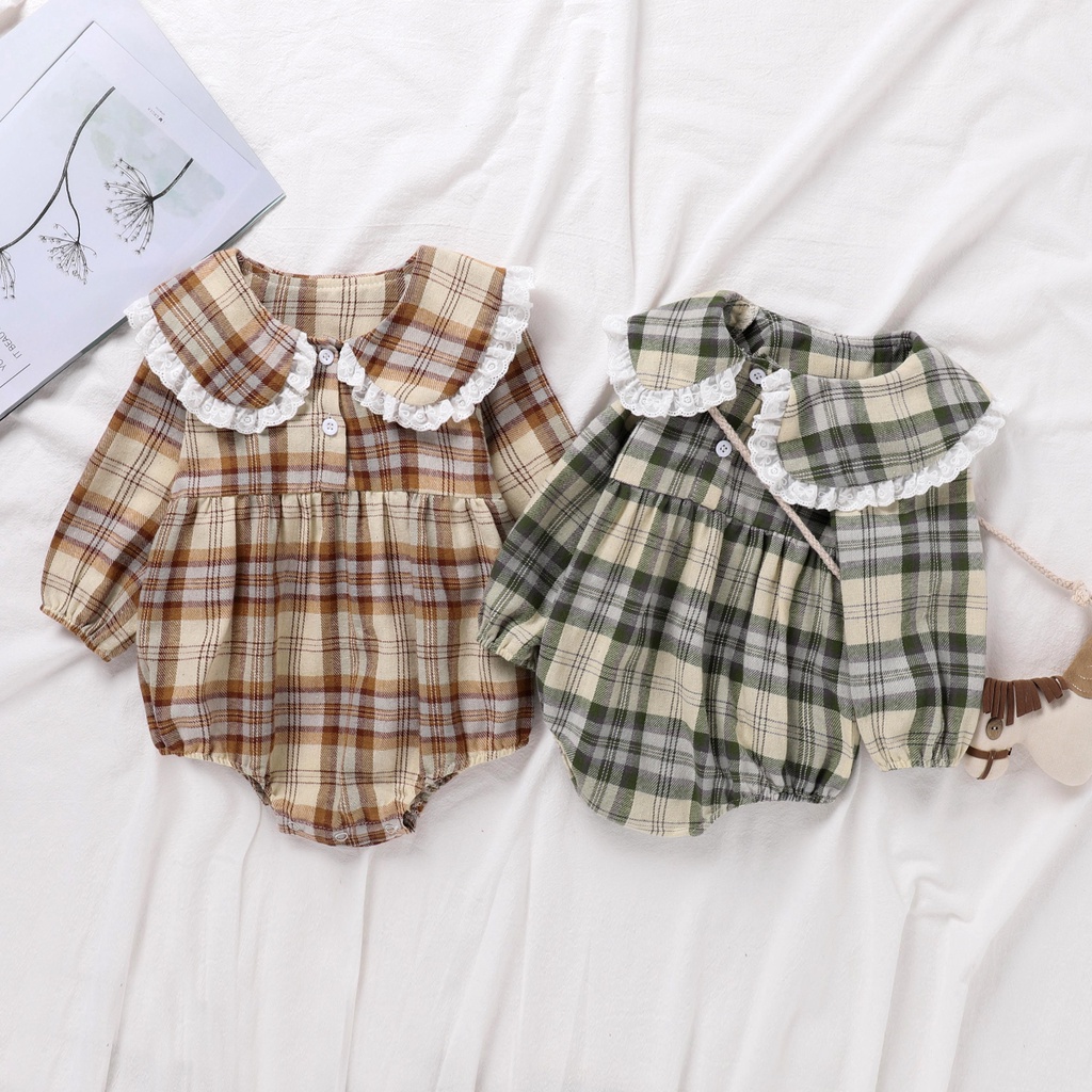 Bộ áo liền quần dài tay họa tiết sọc xinh xắn thời trang cho bé gái