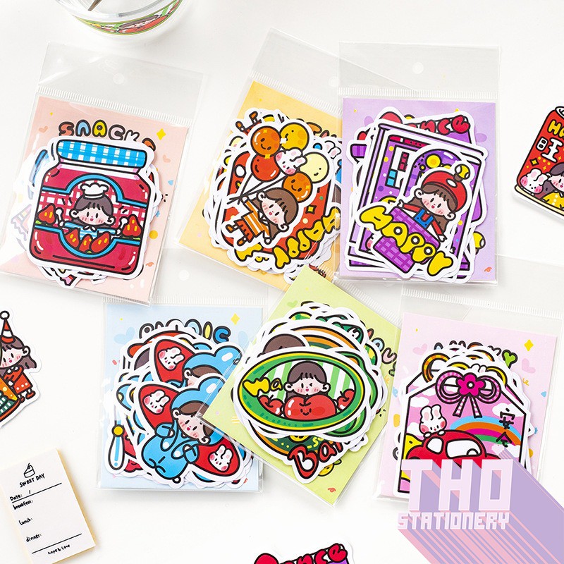 20 sticker cute hình dán dễ thương miếng dán công chúa trang trí sổ planner bullet journal dụng cụ dán RICKY GIRL