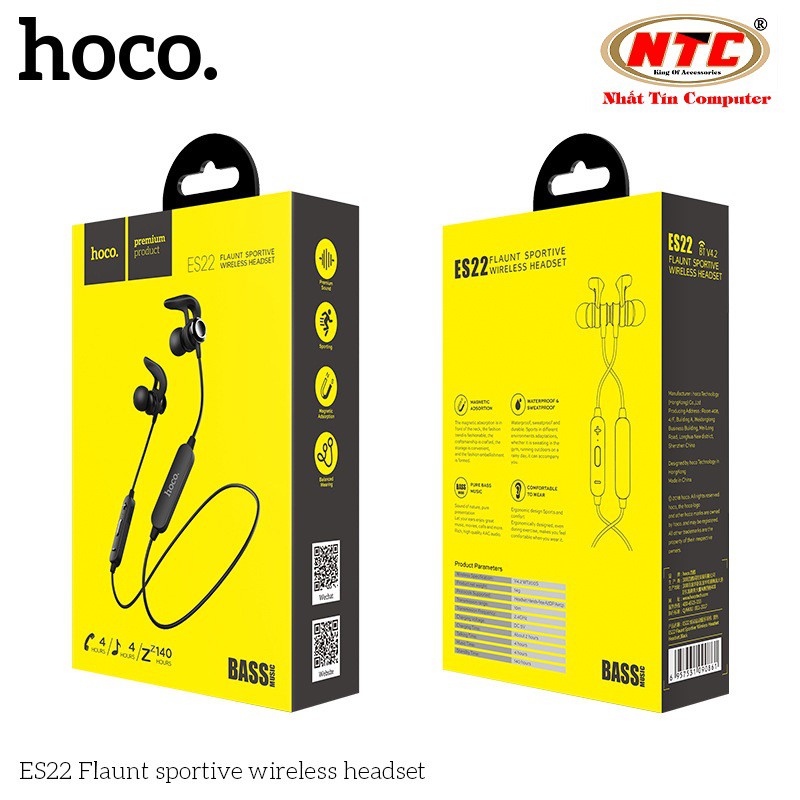 Tai nghe bluetooth thể thao Hoco ES22 Flaunt V4.2 - Hãng phân phối chính thức