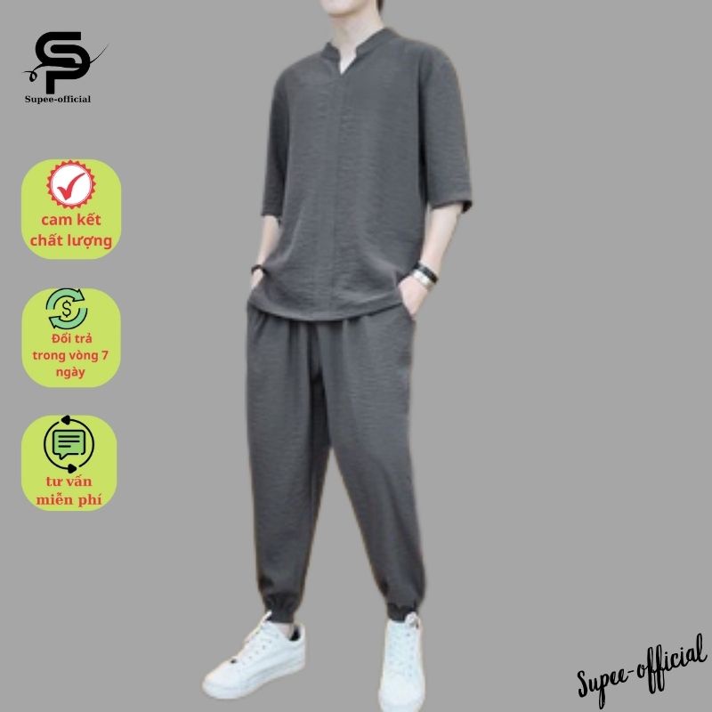 BỘ ĐŨI NAM Quần Dài Áo Cộc ( Mát - Nhẹ Như Không) SUPEE-OFFICIAL