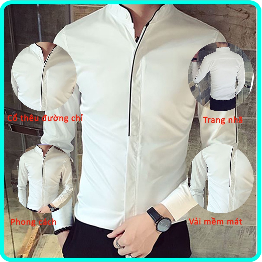 Áo sơ mi nam đơn giản phối kiểu áo khoác, phong cách độc đáo mà lại sang trọng h19