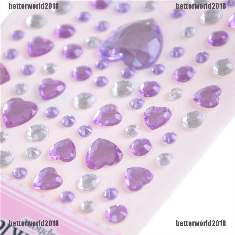 [Better] 1Sheet Heart Rhinestones Phone Car Art Craft Diy Scrapbooking Stickers Kids Toys Gift [World]