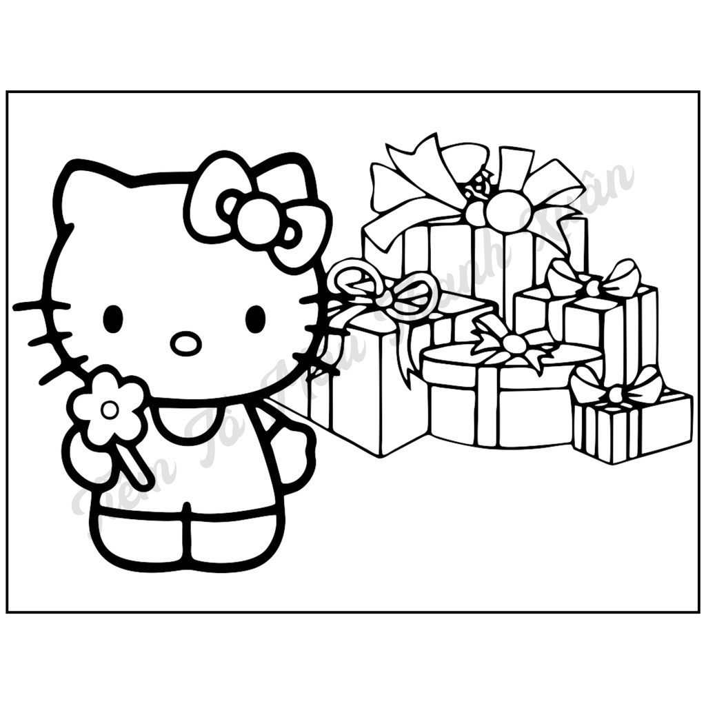 Set 10 Tờ Tranh Tô Màu Hình Mèo Hello Kitty Cute Cho Bé Tô Màu Sáp, Màu Chì - Tiệm Tô Màu Thanh Xuân