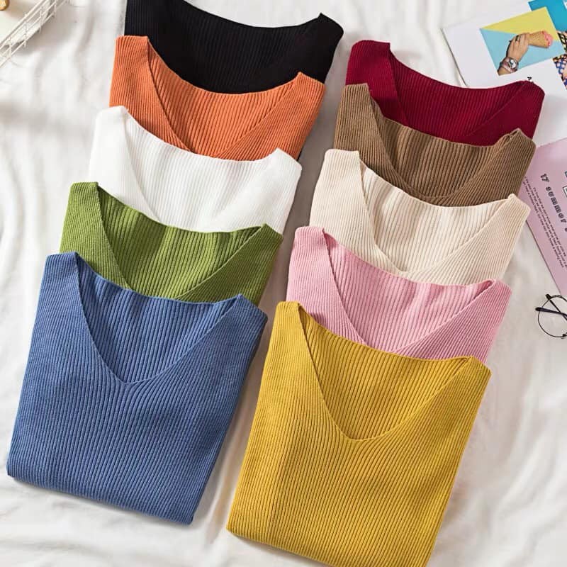 Áo len mỏng cổ tim chất cực đẹp freesize cực xinh nhiều màu sang chảnh