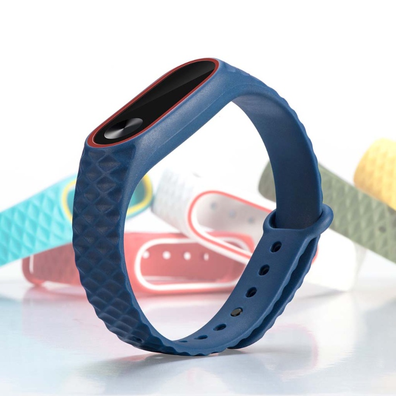 Dây Đeo Tay Thay Thế Chất Liệu Silicon Họa Tiết Hình Thoi Cho Xiaomi MI Band 2