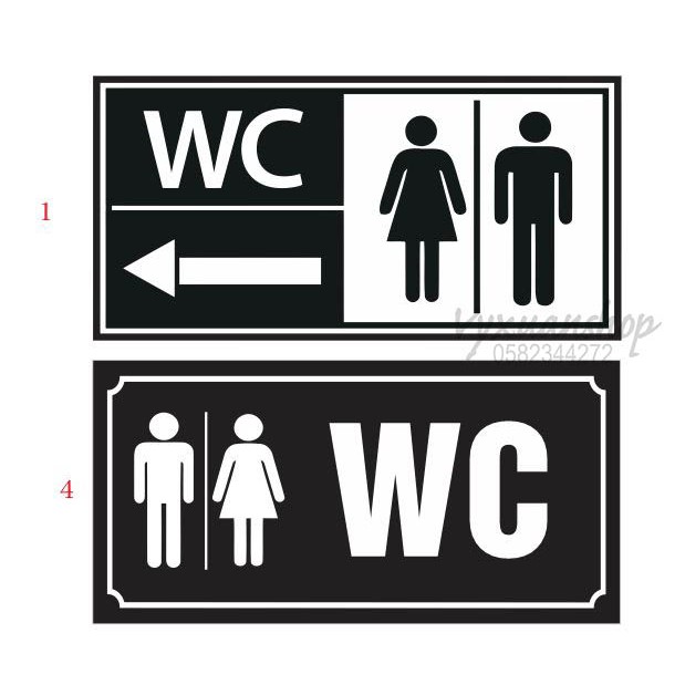 (Chọn mẫu) Biển báo WC, decan dán fomec 3mm WC Nam Nữ (Toilet woman/men) KT 20 x 10 cm, nhận gia công số lượng lớn