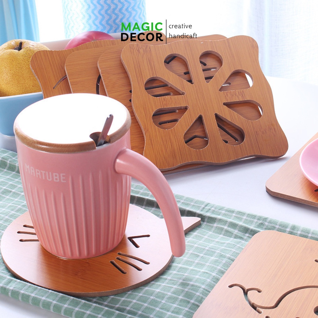 Lót ly, lót cốc gỗ cách nhiệt cao cấp - MAGIC DECOR