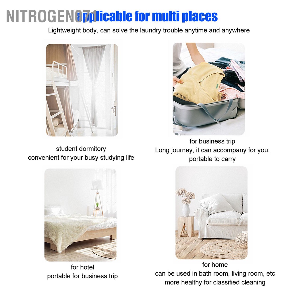 Nitrogen071 Máy giặt Mini di động, vắt khô, ABS 5V 2A 18W 3.8L Sạc USB Định thời gian thông minh mini dành cho quần lót tất
