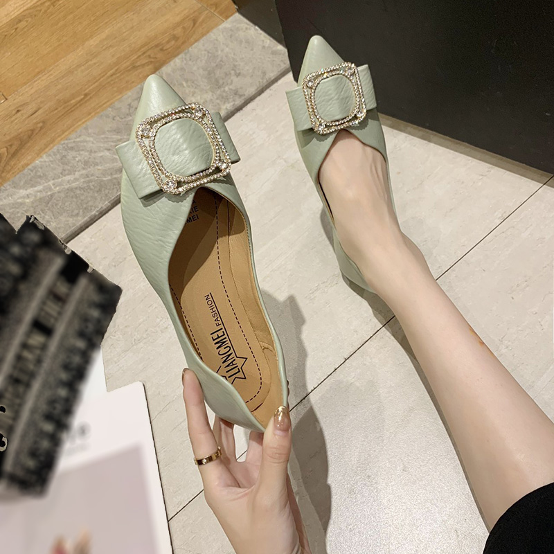 Giày Bệt Nữ, Giày Búp Bê Mềm Được Trang Trí Bằng Rhinestone, Giày Đế Bằng Mũi Nhọn Màu Đen | BigBuy360 - bigbuy360.vn