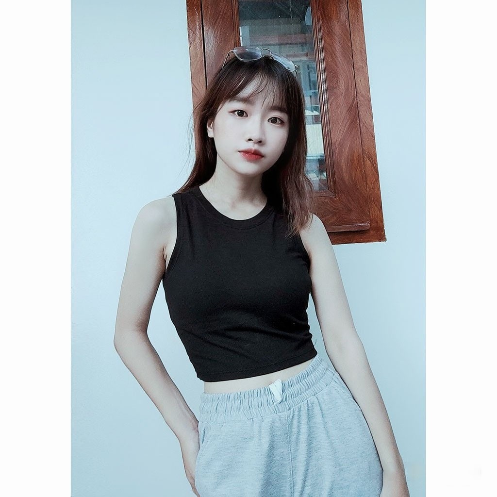 Áo croptop ba lỗ cotton kiểu dáng basic COYO CC001