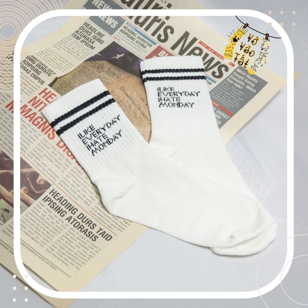 TẤT VỚ UNISEX IN CHỮ CÁ TÍNH CÓ SỌC