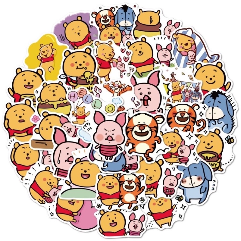 Hình Dán Sticker Gấu Pooh Đáng Yêu Trang Trí Mũ Bảo Hiểm, Sổ Tay