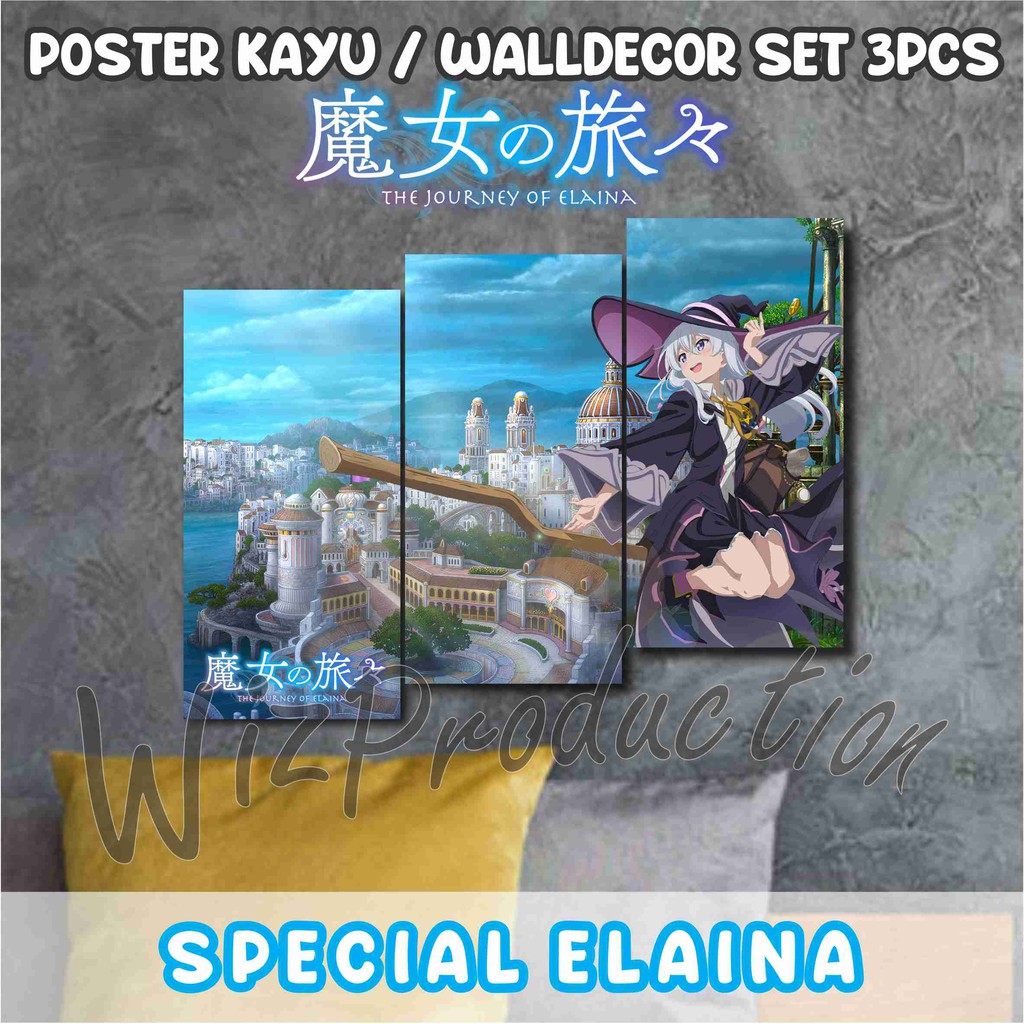 Bộ 3 Áp Phích In Hình Nhân Vật Anime Elaina Walldecor