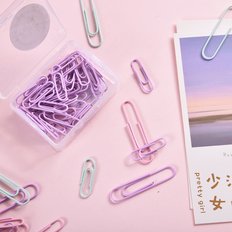 Hộp 20/ 50 kẹp giấy kim loại nhiều màu sắc macaron tùy chọn tiện lợi