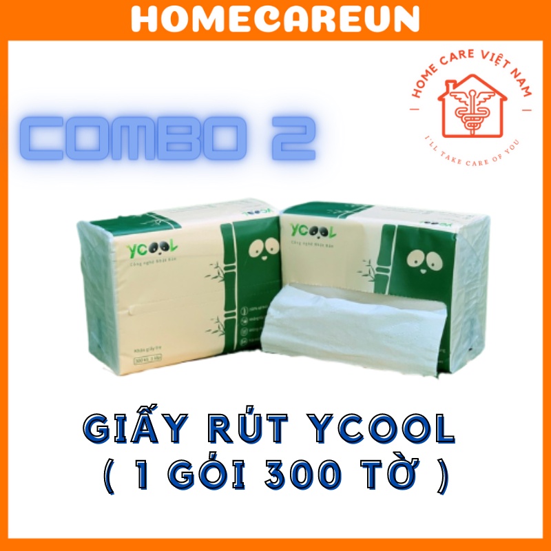 Combo 2 gói giấy rút sợi tre nguyên chất HÀNG CHÍNH HÃNG ngẫu nhiên YCOOL  (1 gói 300 tờ )