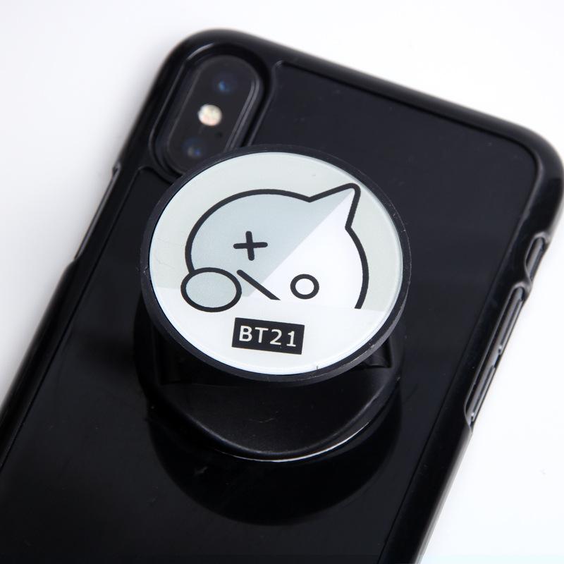 New Style Kpop BT21 BTS Cartoon Cute Animals Mobile Phone Air Bag Bracket Retractable Folding Phone Holder Dây điện thoại di động