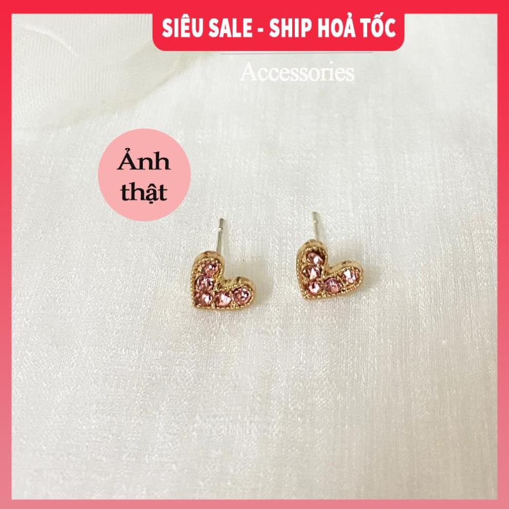 [SIÊU SALE - KÈM ẢNH THẬT] Bông tai bạc 925 đính đá hình trái tim| Khuyên tai nữ| Bông tai đẹp - Wink Accessories L1AS01