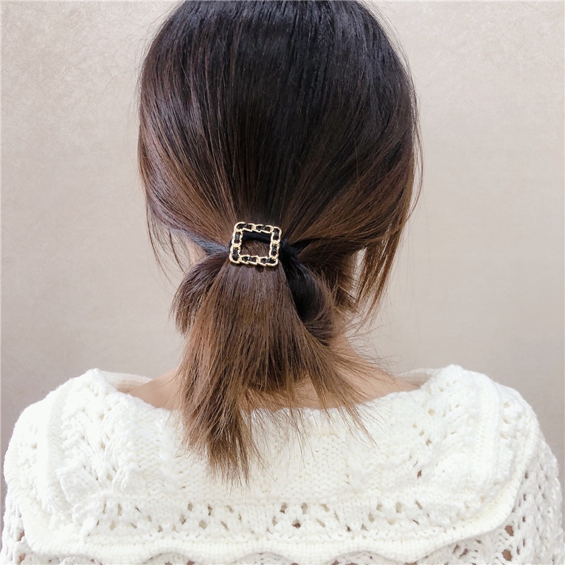 Dây Cột Tóc Cao Su Đính Bóng Lông Đơn Giản Kiểu Nhật Hàn