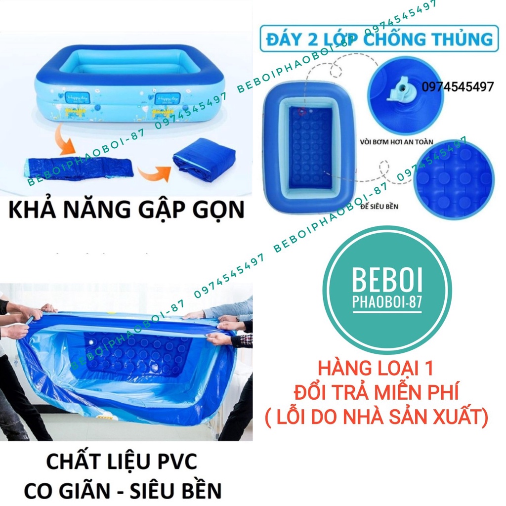 Bể bơi cho bé đủ các kích thước, bể bơi bơm hơi loại dày tặng kèm bộ keo vá