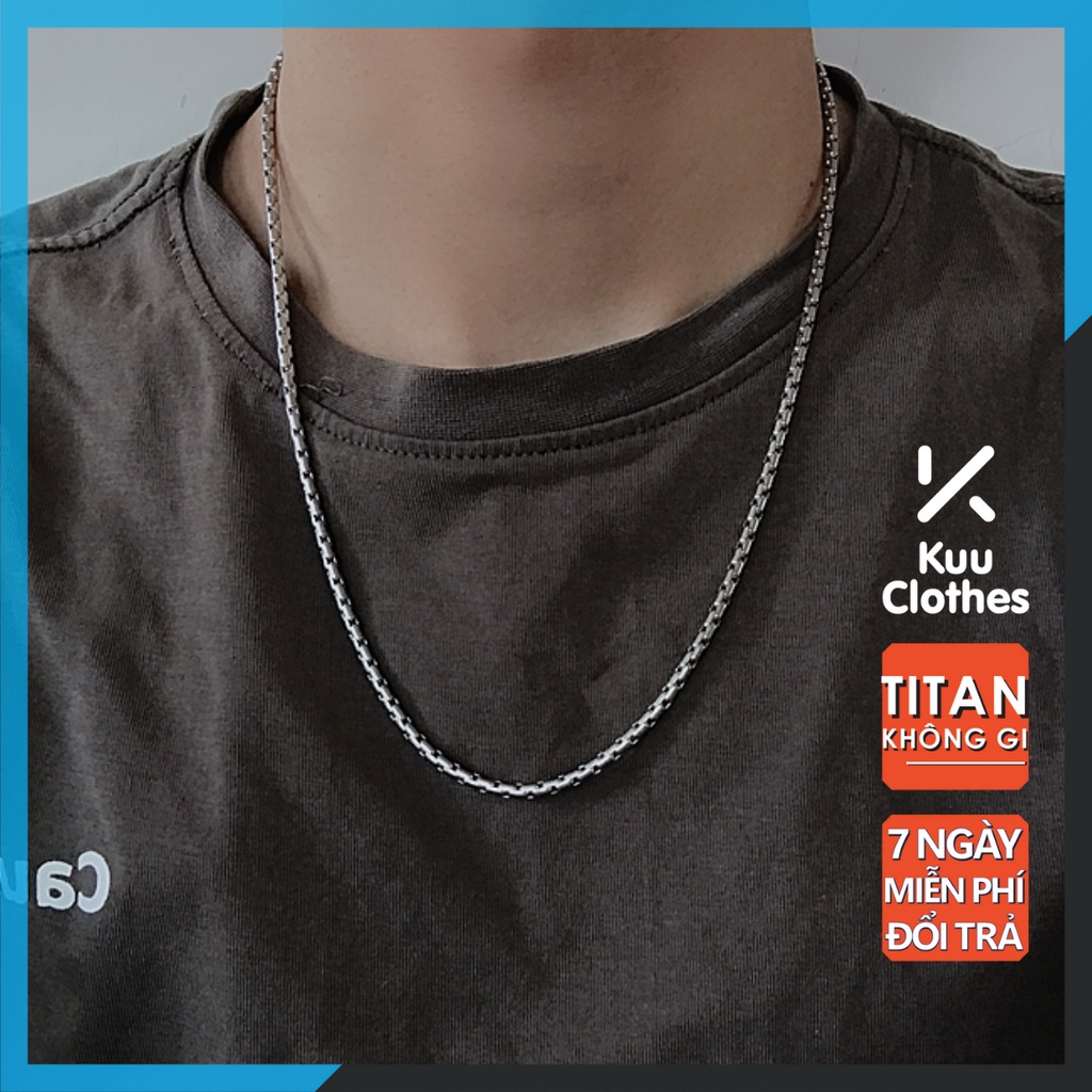 Dây Chuyền Vòng Cổ Basic Trơn Cho Nam Nữ Kuu Clothes Màu Bạc Unisex Đơn Giản Ngầu Đẹp Chất Liệu Titan Không Gỉ