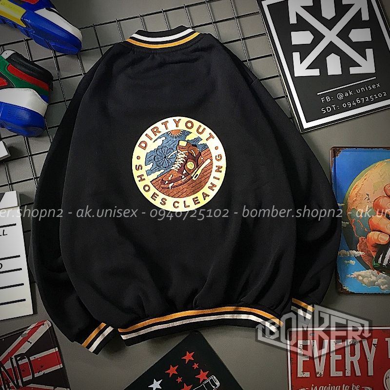 [Có ảnh thật] Áo khoác bomber chất nỉ Cartoon Style thiết kế Unisex