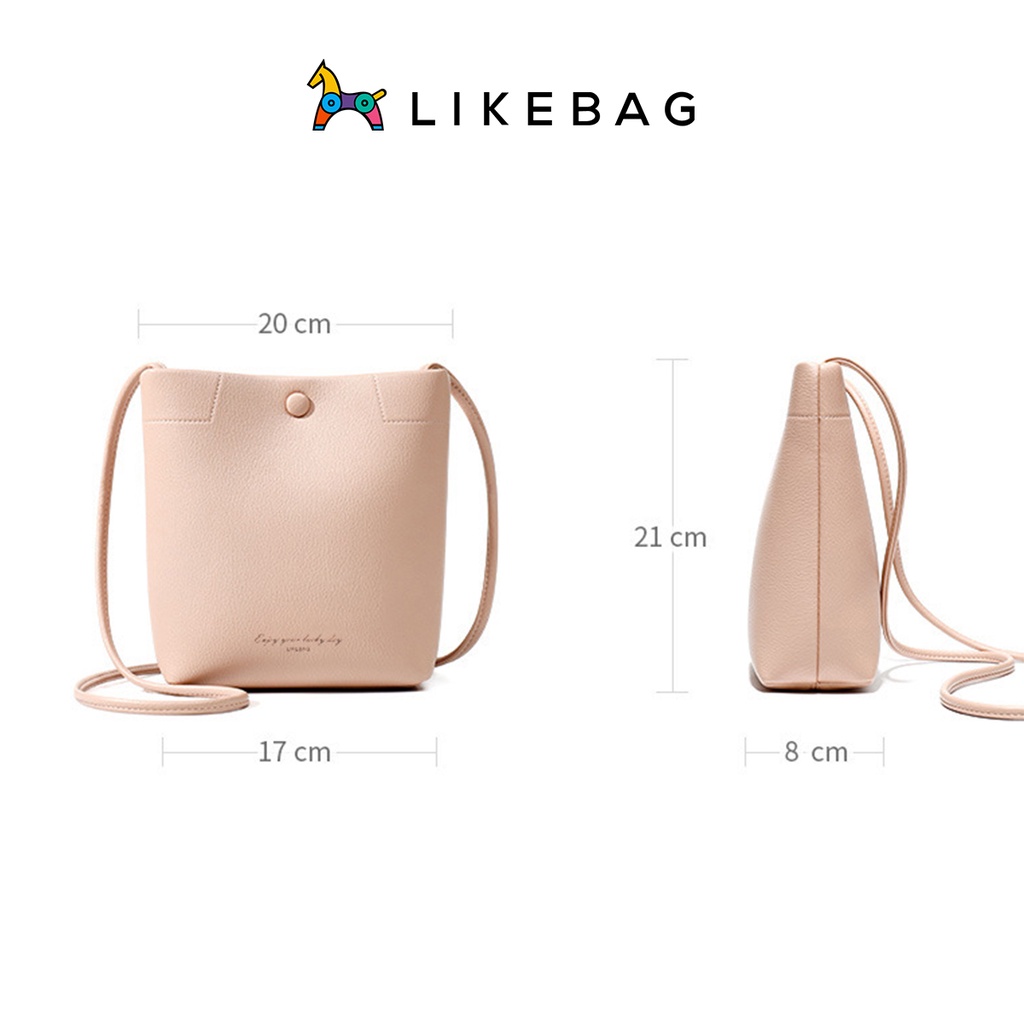 Túi nữ đeo chéo có khuy bấm LIKEBAG da PU form vuông basic phong cách Hàn Quốc d7006 - LIBAGI