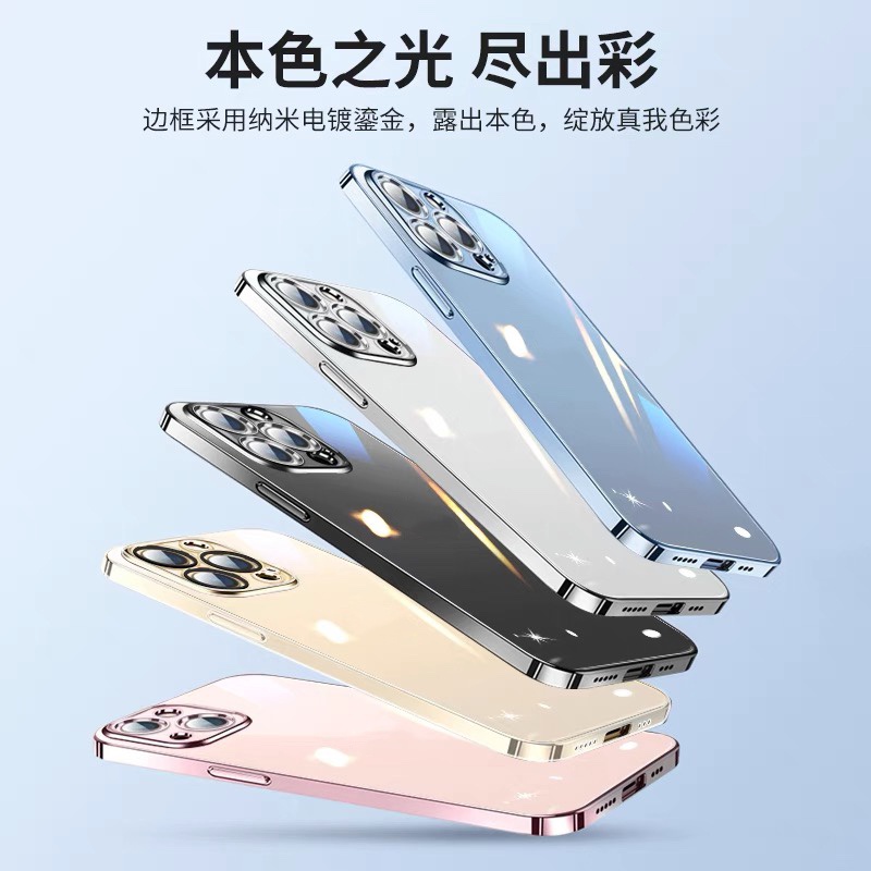 Ốp lưng silicon mềm trong mạ vàng sang trọng thích hợp cho iPhone 11 12 13 Pro Max X XS XR XSMAX