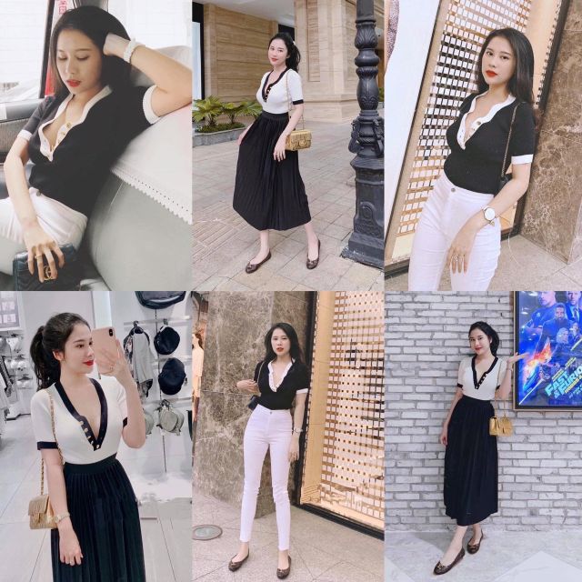 Áo len motoghi khuy viền hàng QC